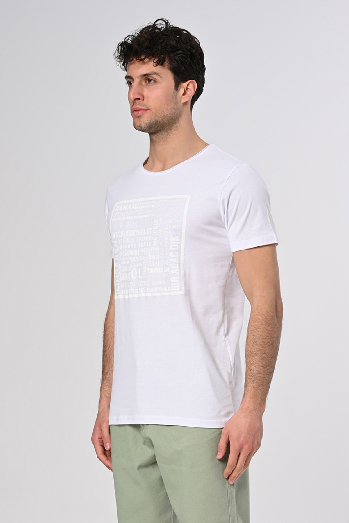 Hadis Tasarım Pamuk Beyaz T-shirt